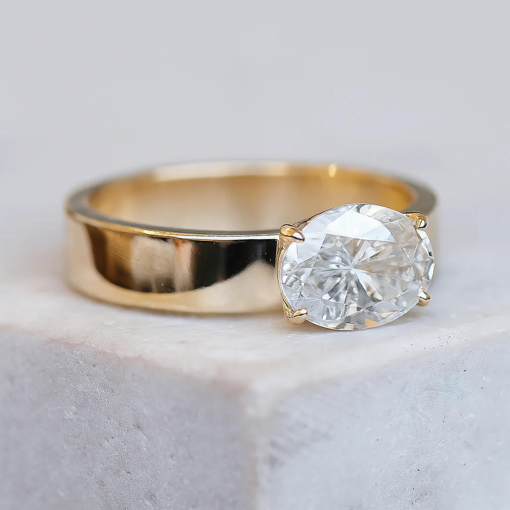 1ct Horizontal Oval Diamond Ring | One Of A Kind - Image 4
