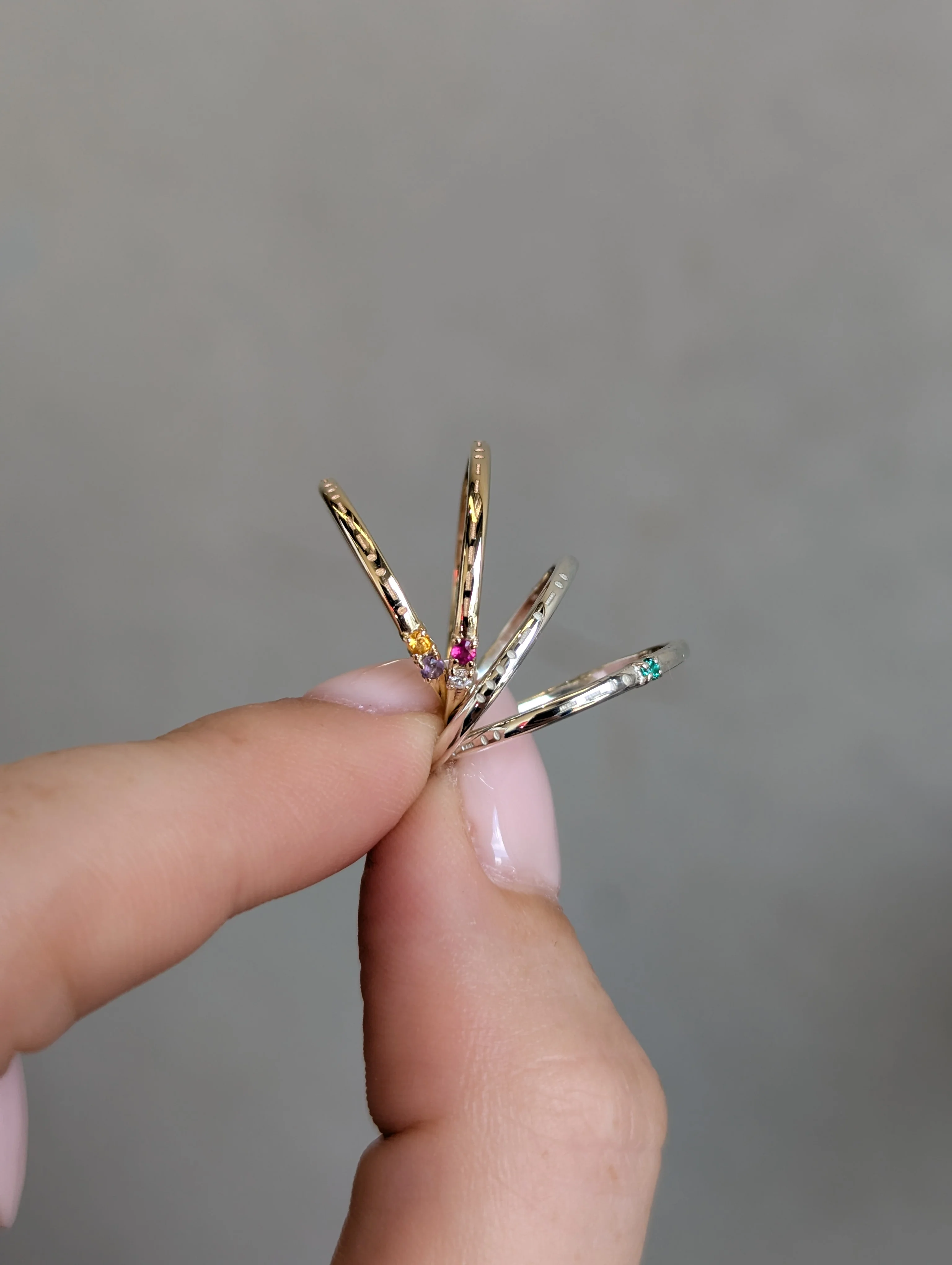 Engraved Morse Code Ring | Two Birthstone - Image 5