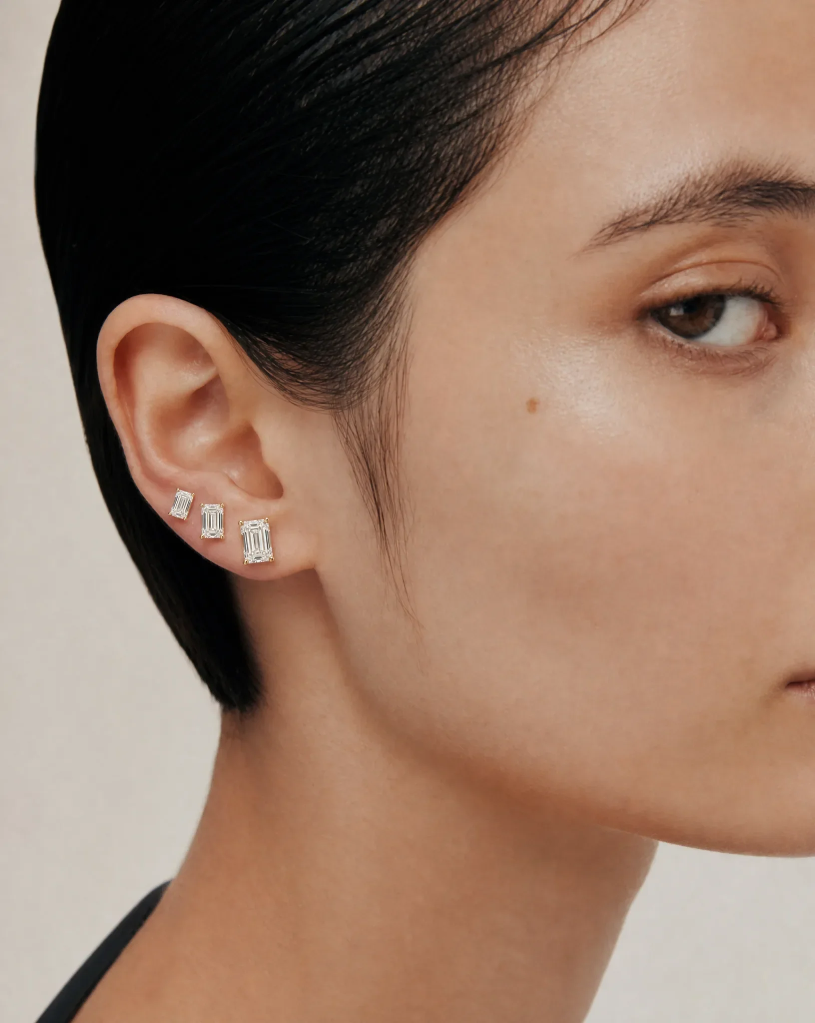 Grace Diamond Studs | Emerald - Image 2