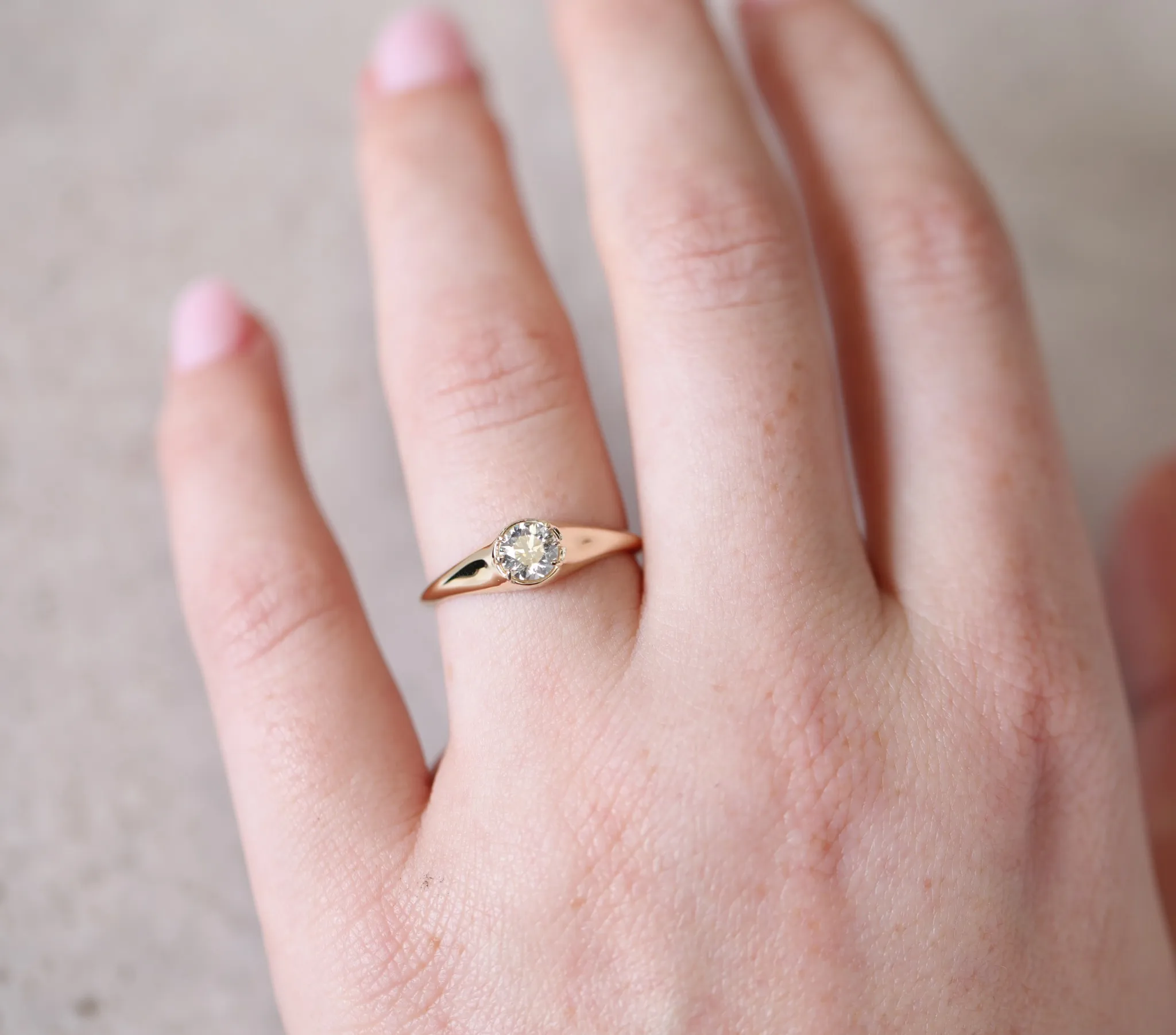 Luetta Signet Ring | 0.50ct Round Diamond - Image 5