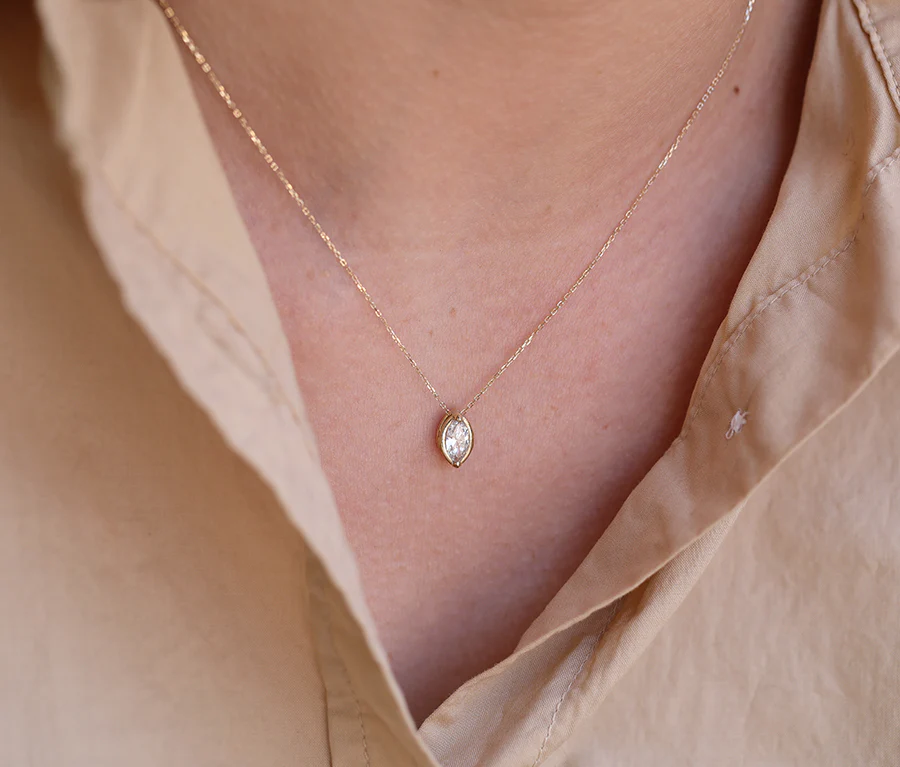 Marquise Slider Necklace | Large Diamond - Image 3