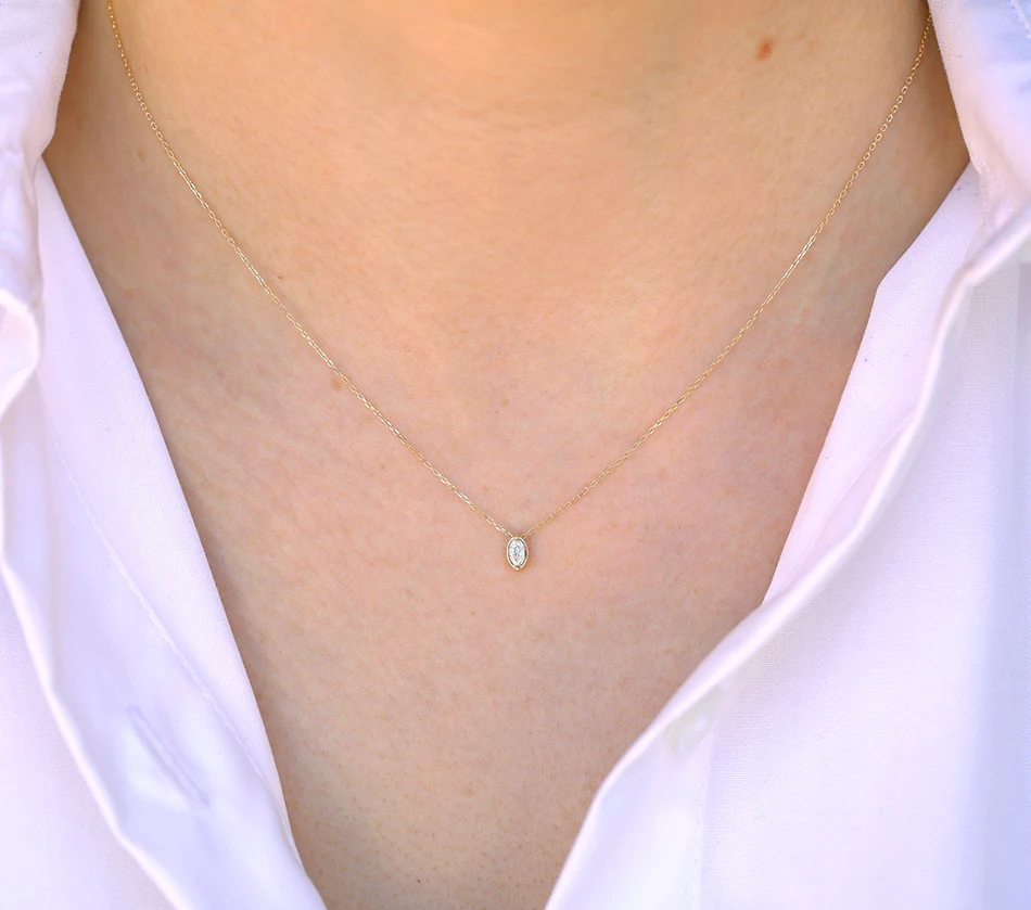 Marquise Slider Necklace | Small Diamond - Image 3