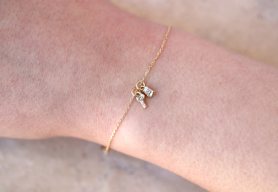 Mini Key & Padlock Bracelet | birthstone - Image 3