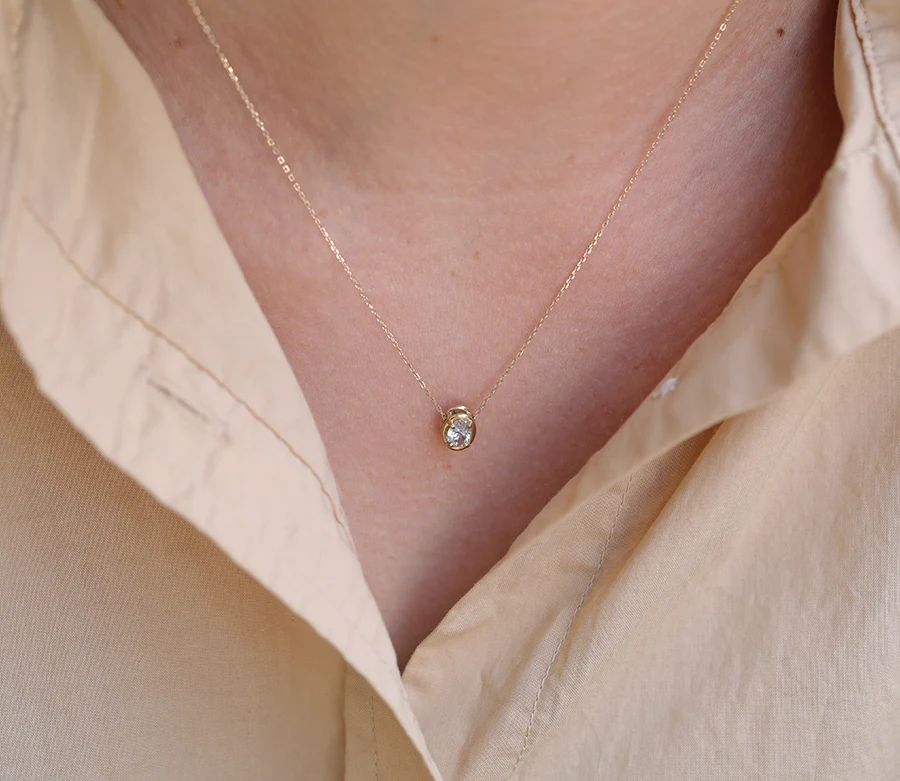 Oval Slider Necklace | Large Diamond - Image 2