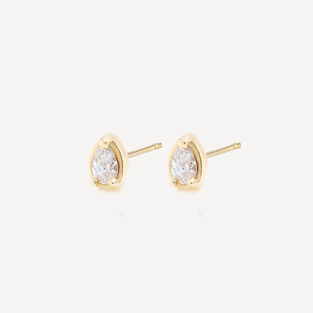 Petite Pear Diamond Studs - Image 3