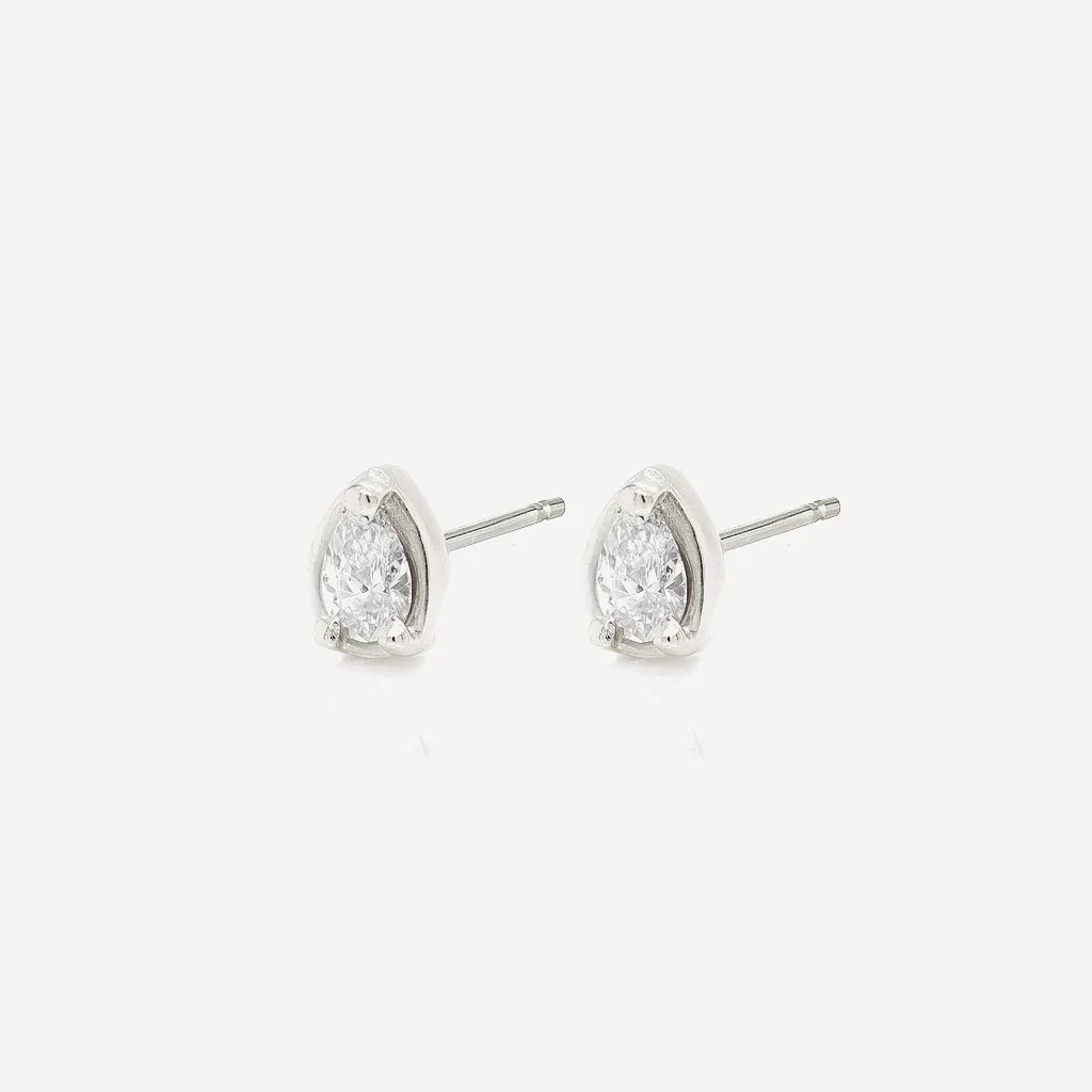 Petite Pear Diamond Studs - Image 6