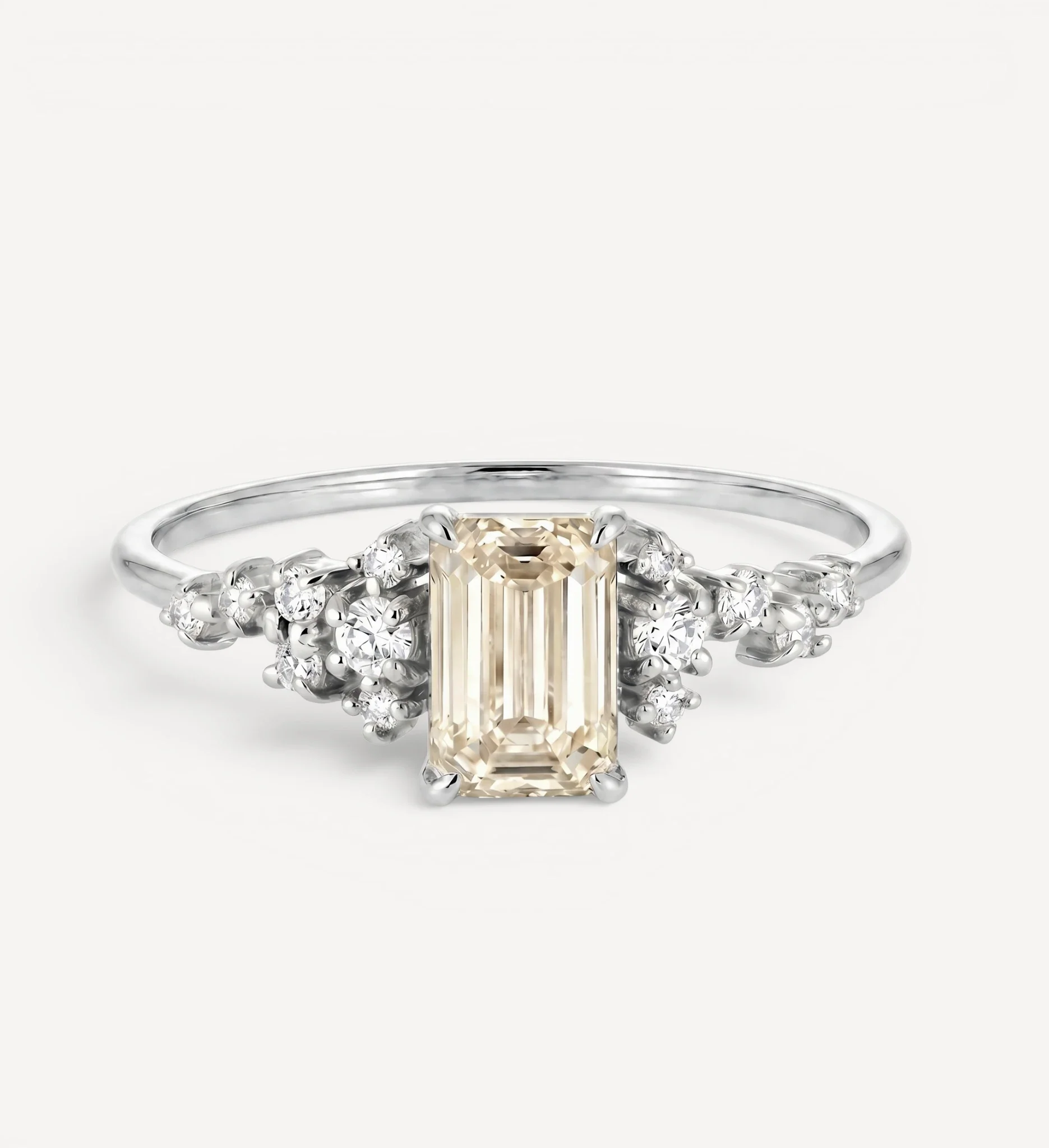 Selene ring | emerald champagne diamond - Image 4