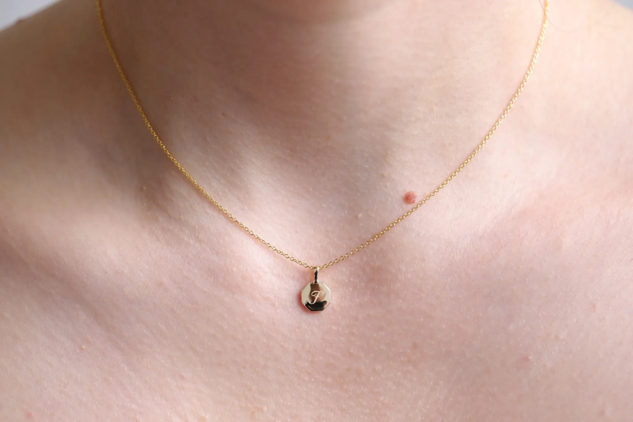 Signature Initial Necklace | Engraved Octagon - Image 3