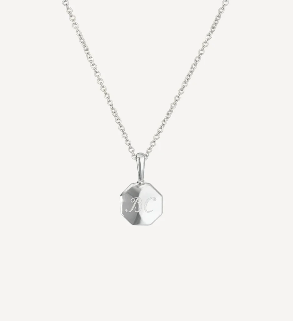 Signature Initial Necklace | Engraved Octagon - Image 4